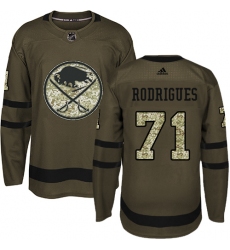 Men's Adidas Buffalo Sabres #71 Evan Rodrigues Authentic Green Salute to Service NHL Jersey