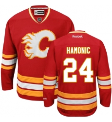 Women's Reebok Calgary Flames #24 Travis Hamonic Premier Red Third NHL Jersey