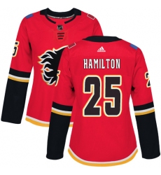 Women's Adidas Calgary Flames #25 Freddie Hamilton Authentic Red Home NHL Jersey