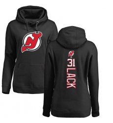 NHL Women's Adidas New Jersey Devils #31 Eddie Lack Black Backer Pullover Hoodie