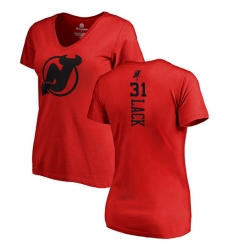 NHL Women's Adidas New Jersey Devils #31 Eddie Lack Red One Color Backer T-Shirt