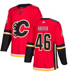 Men's Adidas Calgary Flames #46 Marek Hrivik Premier Red Home NHL Jersey
