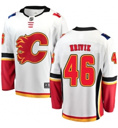 Youth Calgary Flames #46 Marek Hrivik Fanatics Branded White Away Breakaway NHL Jersey