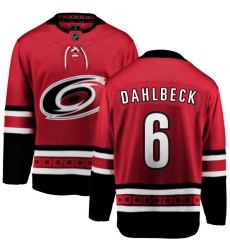 Men's Carolina Hurricanes #6 Klas Dahlbeck Fanatics Branded Red Home Breakaway NHL Jersey