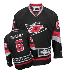 Women's Reebok Carolina Hurricanes #6 Klas Dahlbeck Authentic Black Third NHL Jersey