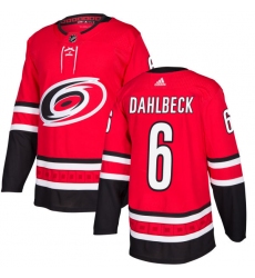 Youth Adidas Carolina Hurricanes #6 Klas Dahlbeck Premier Red Home NHL Jersey