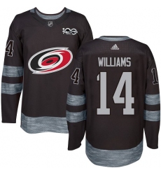 Men's Adidas Carolina Hurricanes #14 Justin Williams Authentic Black 1917-2017 100th Anniversary NHL Jersey