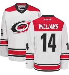 Men's Reebok Carolina Hurricanes #14 Justin Williams Authentic White Away NHL Jersey
