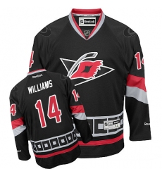 Women's Reebok Carolina Hurricanes #14 Justin Williams Authentic Black Third NHL Jersey