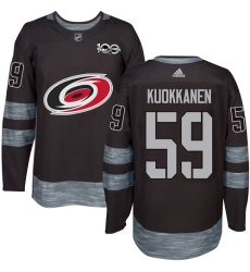Men's Adidas Carolina Hurricanes #59 Janne Kuokkanen Premier Black 1917-2017 100th Anniversary NHL Jersey