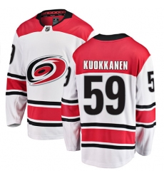 Men's Carolina Hurricanes #59 Janne Kuokkanen Fanatics Branded White Away Breakaway NHL Jersey