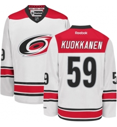 Women's Reebok Carolina Hurricanes #59 Janne Kuokkanen Authentic White Away NHL Jersey