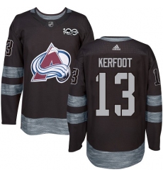 Men's Adidas Colorado Avalanche #13 Alexander Kerfoot Premier Black 1917-2017 100th Anniversary NHL Jersey