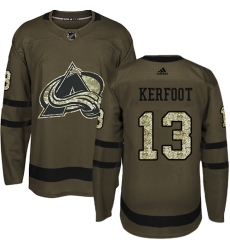 Men's Adidas Colorado Avalanche #13 Alexander Kerfoot Premier Green Salute to Service NHL Jersey