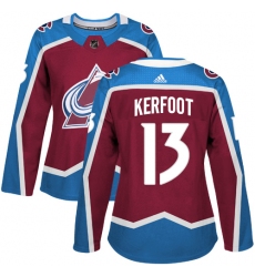 Women's Adidas Colorado Avalanche #13 Alexander Kerfoot Premier Burgundy Red Home NHL Jersey