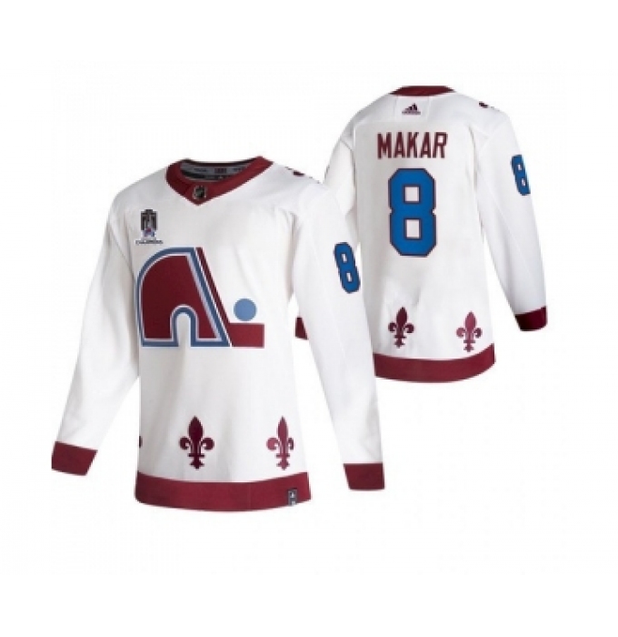 Men's Colorado Avalanche #8 Cale Makar 2022 White Stanley Cup Champions Patch Stitched Jersey