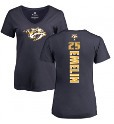 NHL Women's Adidas Nashville Predators #25 Alexei Emelin Navy Blue Backer T-Shirt