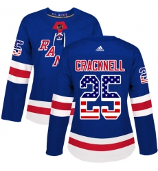 Women's Adidas New York Rangers #25 Adam Cracknell Authentic Royal Blue USA Flag Fashion NHL Jersey