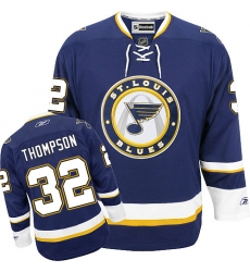 Women's Reebok St. Louis Blues #32 Tage Thompson Authentic Navy Blue Third NHL Jersey