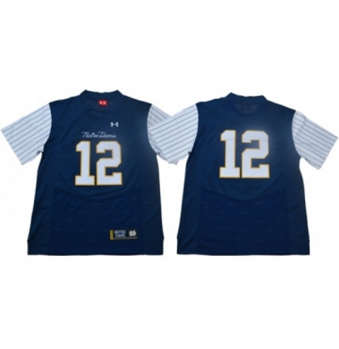 Fighting Irish #12 Ian Book Navy Strip Limited Shamrock Series Stitched NCAA Jersey