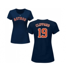 MLB Women's Nike Houston Astros #19 Tyler Clippard Navy Blue Name & Number T-Shirt