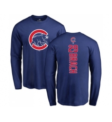 Baseball Chicago Cubs #29 Brad Brach Royal Blue Backer Long Sleeve T-Shirt