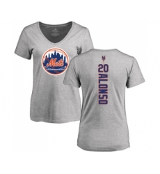 Baseball Women's New York Mets #20 Pete Alonso Ash Backer T-Shirt