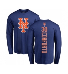 MLB Nike New York Mets #30 Michael Conforto Royal Blue Backer Long Sleeve T-Shirt