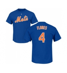 MLB Nike New York Mets #4 Wilmer Flores Royal Blue Name & Number T-Shirt