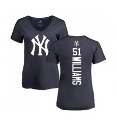 MLB Women's Nike New York Yankees #51 Bernie Williams Navy Blue Backer T-Shirt