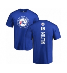 Basketball Philadelphia 76ers #18 Shake Milton Royal Blue Backer T-Shirt