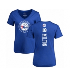 Basketball Women's Philadelphia 76ers #18 Shake Milton Royal Blue Backer T-Shirt