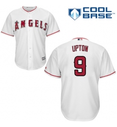 Youth Majestic Los Angeles Angels of Anaheim #9 Justin Upton Authentic White Home Cool Base MLB Jersey