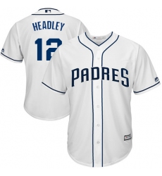 Men's Majestic San Diego Padres #12 Chase Headley Replica White Home Cool Base MLB Jersey
