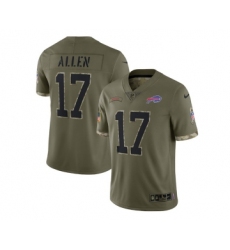 Men's Buffalo Bills #17 Josh Allen 2022 Olive Salute To Service Limited Stitched Jersey