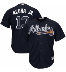 Youth Atlanta Braves #13 Ronald Acuña Jr. Majestic Navy Alternate Official Cool Base Player Jersey
