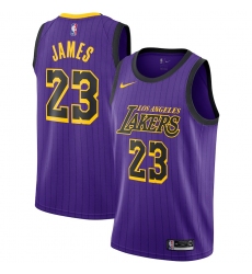 Youth Nike Los Angeles Lakers #23 LeBron James Swingman Purple stripe NBA