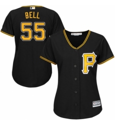 Women's Majestic Pittsburgh Pirates #55 Josh Bell Authentic Black Alternate Cool Base MLB Jersey