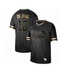 Men's St. Louis Cardinals #12 Paul DeJong Authentic Black Gold Fashion Baseball Jersey