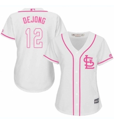 Women's Majestic St. Louis Cardinals #12 Paul DeJong Replica White Fashion Cool Base MLB Jersey