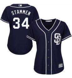 Women's Majestic San Diego Padres #34 Craig Stammen Authentic Navy Blue Alternate 1 Cool Base MLB Jersey