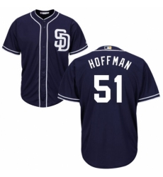 Youth Majestic San Diego Padres #51 Trevor Hoffman Authentic Navy Blue Alternate 1 Cool Base MLB Jersey