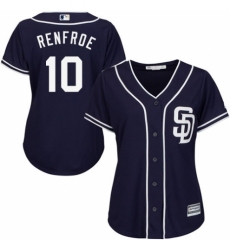 Women's Majestic San Diego Padres #10 Hunter Renfroe Authentic Navy Blue Alternate 1 Cool Base MLB Jersey