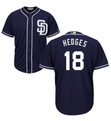 Youth Majestic San Diego Padres #18 Austin Hedges Authentic Navy Blue Alternate 1 Cool Base MLB Jersey