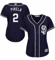 Women's Majestic San Diego Padres #2 Jose Pirela Replica Navy Blue Alternate 1 Cool Base MLB Jersey