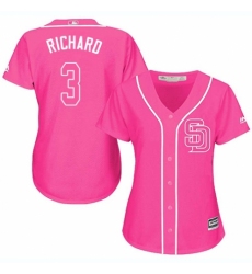 Women's Majestic San Diego Padres #3 Clayton Richard Authentic Pink Fashion Cool Base MLB Jersey