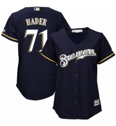 Women's Majestic Milwaukee Brewers #71 Josh Hader Authentic White Alternate Cool Base MLB Jersey