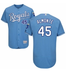 Men's Majestic Kansas City Royals #45 Abraham Almonte Light Blue Alternate Flex Base Authentic Collection MLB Jersey