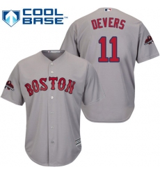 Youth Majestic Boston Red Sox #11 Rafael Devers Authentic Grey Road Cool Base 2018 World Series Champions MLB Jersey