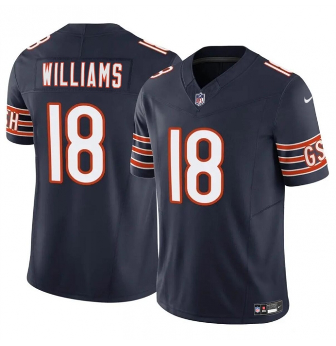Youth Chicago Bears #18 Caleb Williams Navy 2024 Draft F.U.S.E Vapor Football Stitched Jersey